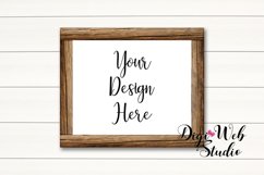 Wood Sign Mockup - Wood Frame on White Shiplap Product Image 1