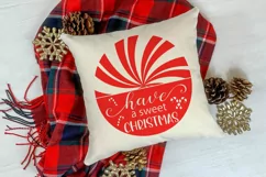 Christmas round sign SVG Have a sweet Christmas Candy cane Product Image 5