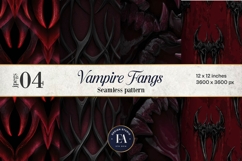 Vampire Fangs Pattern, Dark Gothic Teeth Digital Paper Product Image 1