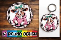 Radiant Round Ornaments PNG Design, Cute Cow Product Image 1