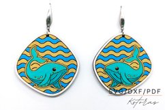 Waves and Whale Engraved Earrings Digital Download Product Image 2