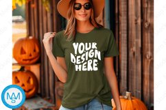 Green women Tshirt Mockup, Halloween tshirt mockup,fall mock Product Image 1
