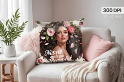 Afro Girl /Woman braided hair Pillow Design, Black Queen PNG Product Image 1