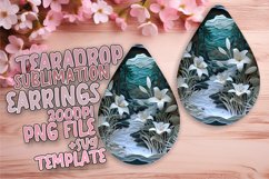 3D Flower in Hole Design Teardrop Earrings Sublimation Product Image 1