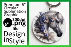 Stylish Circle Design Keychain PNG , Horse Product Image 1
