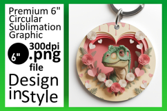 Sophisticated Circle PNG Keychain Artwork , Cute Dino Product Image 1
