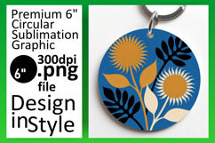 Whimsical Round Design Keychain PNG , Flowers Product Image 1
