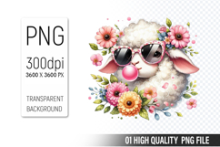 Cute Sheep, Animal Sublimation Clipart PNG Product Image 1