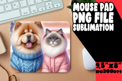 Playful Desk Mat Sublimation PNG, Dog and cat Product Image 1