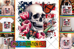 Joyful Sublimation Art PNG, Skull USA Product Image 1