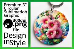 Cute Keychain Circle Design PNG , Flowers Product Image 1