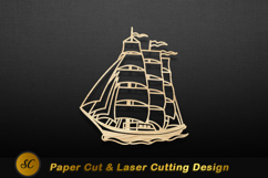 Wooden sailing ship silhouette boat maritime Laser cut Product Image 1