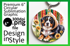 Stylish Circle Design Keychain Template , Cute Dog Product Image 1