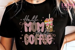 Half Mom Half Coffee Png, Retro Checkered Mama Png, Coffee Product Image 1
