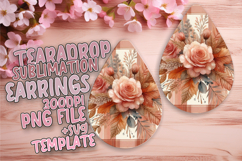 Cute Teardrop Earrings Sublimation PNG , Autumn Flower Product Image 1