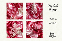 Floral Ribbon Digital Paper Kit Rococo Valentine Patterns Product Image 2