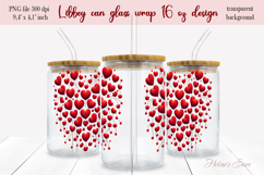 Red Valentine heart Libbey Can Glass Wrap 16oz design png Product Image 2