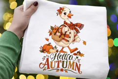 Hello Autumn Duck PNG, Cute Fall Goose with Pumpkin Basket Product Image 2