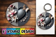 Bright Circle Keychain Design PNG, 3D Heart Product Image 1