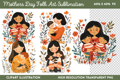 Mothers Day Folk Art Sublimation PNG Product Image 1