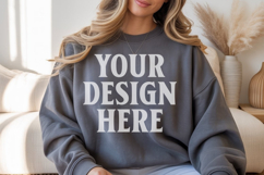 Dark Chocolate Gildan 18000 Crewnwck Sweatshirt Mockup, gild Product Image 1