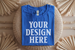 Gildan 64000 Royal Blue Folded Tshirt Mockup Product Image 1