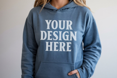 Indigo Blue Gildan 18500 Hoodie Mockup, G18000 Hoodie Mod Product Image 1