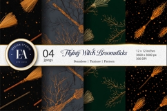 Flying Witch Broomsticks Seamless Digital Paper Product Image 1
