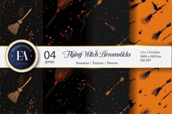 Flying Witch Broomsticks Seamless Digital Paper Product Image 1