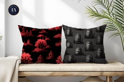 Graveyard Seamless Pattern Spooky Cemetery Digital Paper Product Image 2