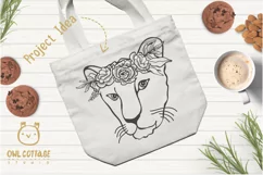 Lioness with floral crown SVG, Tattoo Decor Cut File Product Image 4