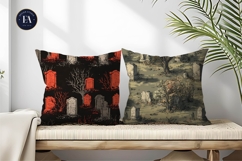 Graveyard Seamless Pattern Spooky Cemetery Digital Paper Product Image 2