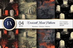 Graveyard Seamless Pattern Spooky Cemetery Digital Paper Product Image 1