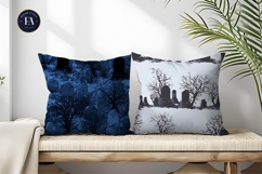 Spooky Cemetery with Tombstones Seamless Digital Paper Product Image 2