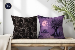 Spooky Graveyard Tombstones Seamless Pattern Digital Paper Product Image 2