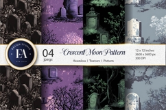 Spooky Graveyard Tombstones Seamless Pattern Digital Paper Product Image 1