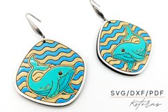 Waves and Whale Engraved Earrings Digital Download Product Image 1
