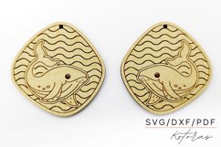 Waves and Whale Engraved Earrings Digital Download Product Image 3