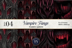 Vampire Fangs Pattern, Dark Gothic Teeth Digital Paper Product Image 1