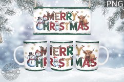 Christmas Mug Wrap Design,Christmas Highland Cow Sublimation Product Image 4