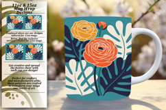 Lovely 11oz Mug Wrap Png Template , Flowers Product Image 1