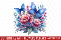 Butterflies With Flowers Clipart Product Image 1