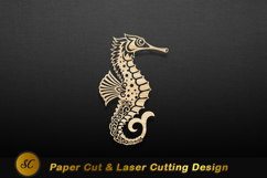 Ornate wooden seahorse laser cut design cutout Laser cut Product Image 1