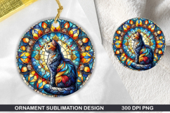 Cute Cat Stained Glass Ornament PNG, Sublimation PNG Design Product Image 1