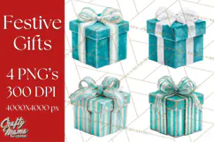 Christmas Gifts Clipart PNG, Realistic Holiday Presents Product Image 1
