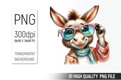 Cute Donkey, Animal Sublimation Clipart PNG Product Image 1