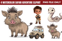 Watercolor Safari Adventure Clipart PNG Product Image 1