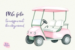 Cute Coquette Retro Golf Cart Vintage Pink Golf Club Clipart Product Image 3