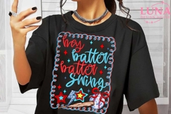 Retro Baseball Batter Batter Swing PNG, Checkered Baseball Product Image 5