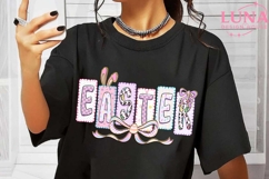 Happy Easter PNG, Glitter Easter Bunny Coquette PNG Product Image 6